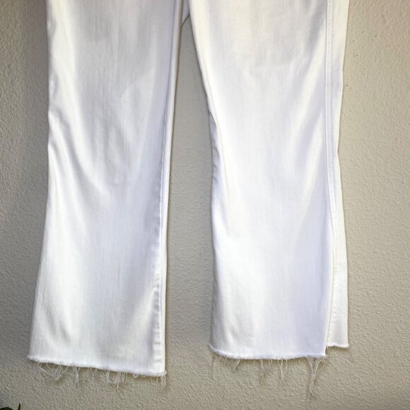 Spanx Flare Bootcut High Rise Pull-On Raw Hem Cropped Stretch Jeans White Large - Picture 5 of 11